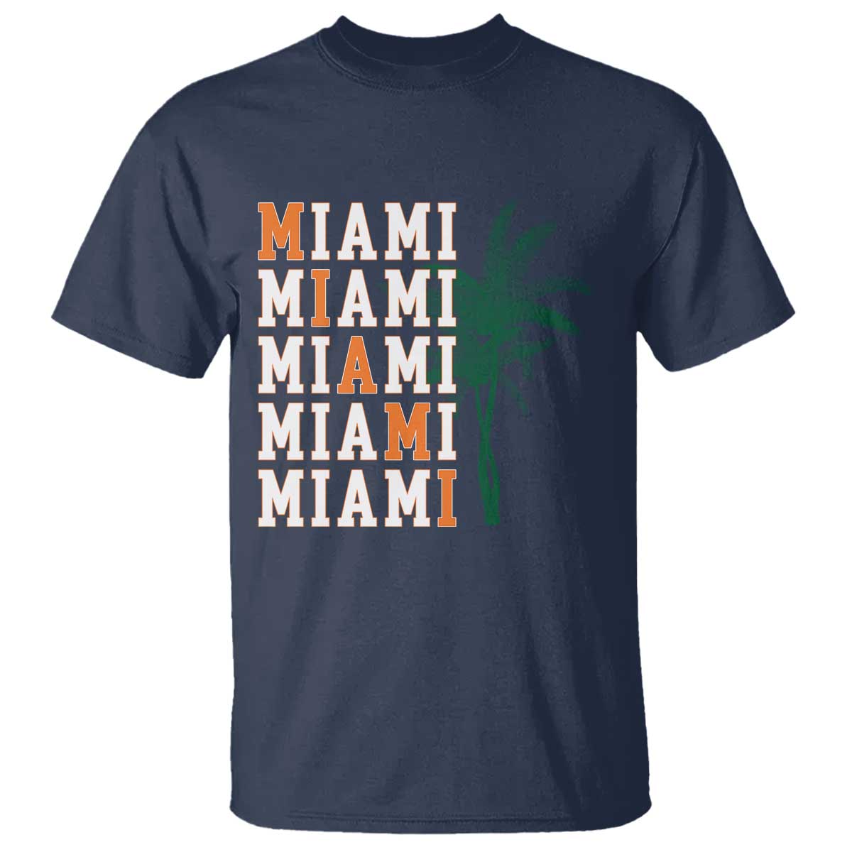 Miami Pride Palm Tree Graphic T Shirt Orange and Green Tropical City Vibes