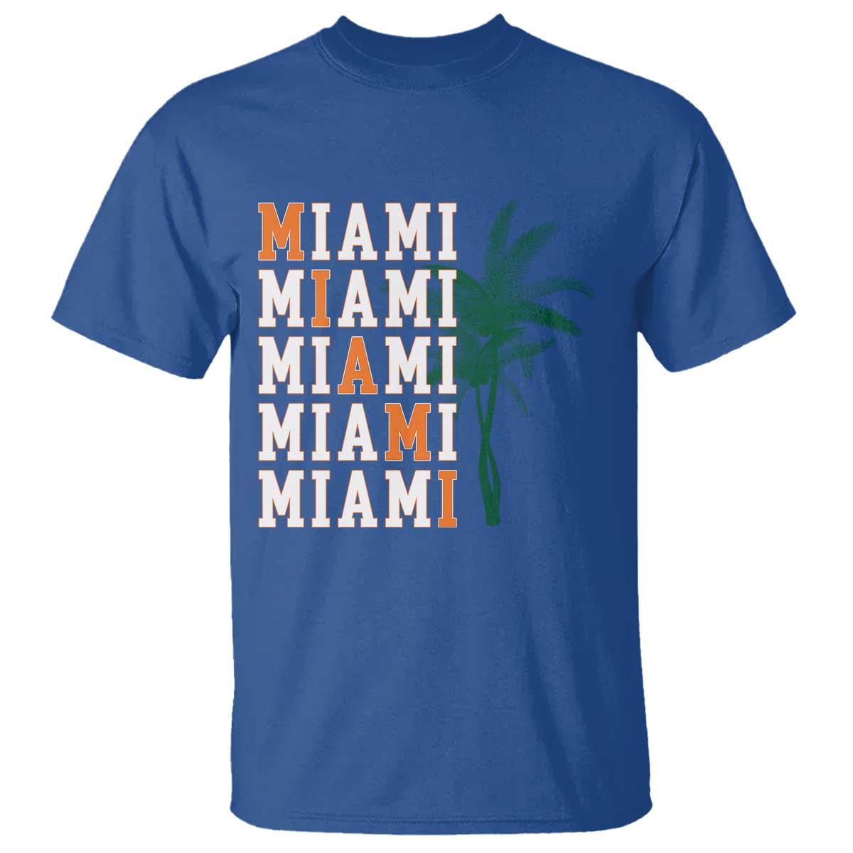 Miami Pride Palm Tree Graphic T Shirt Orange and Green Tropical City Vibes