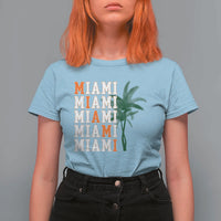 Miami Pride Palm Tree Graphic T Shirt For Women Orange and Green Tropical City Vibes