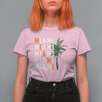 Miami Pride Palm Tree Graphic T Shirt For Women Orange and Green Tropical City Vibes