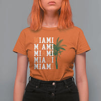Miami Pride Palm Tree Graphic T Shirt For Women Orange and Green Tropical City Vibes