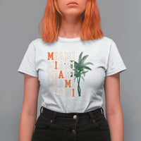 Miami Pride Palm Tree Graphic T Shirt For Women Orange and Green Tropical City Vibes