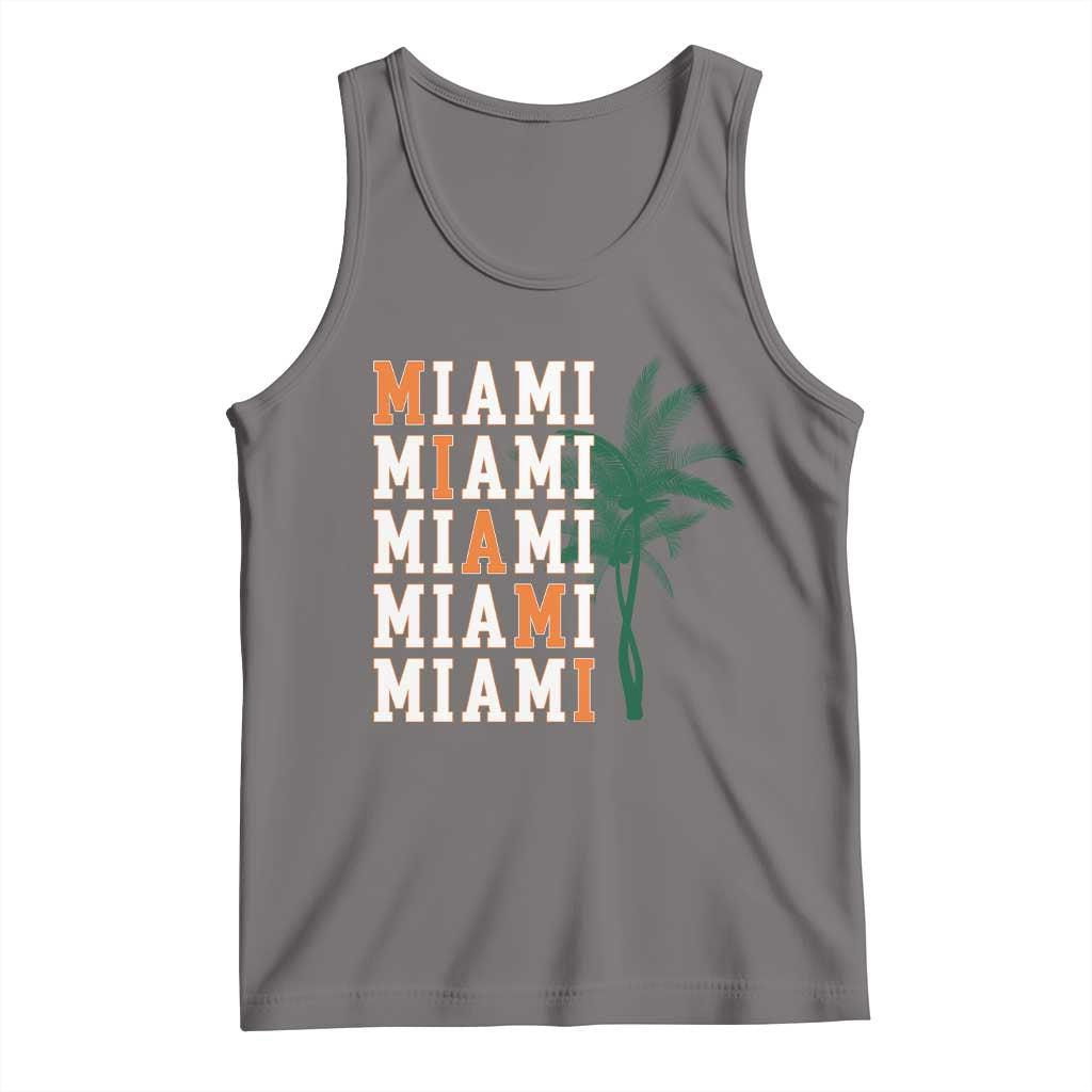 Miami Pride Palm Tree Graphic Tank Top Orange and Green Tropical City Vibes