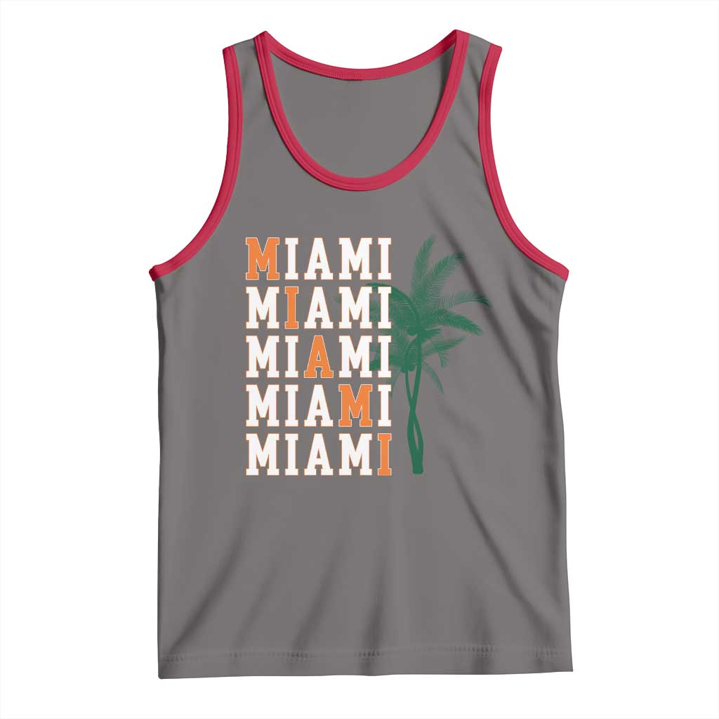 Miami Pride Palm Tree Graphic Tank Top Orange and Green Tropical City Vibes