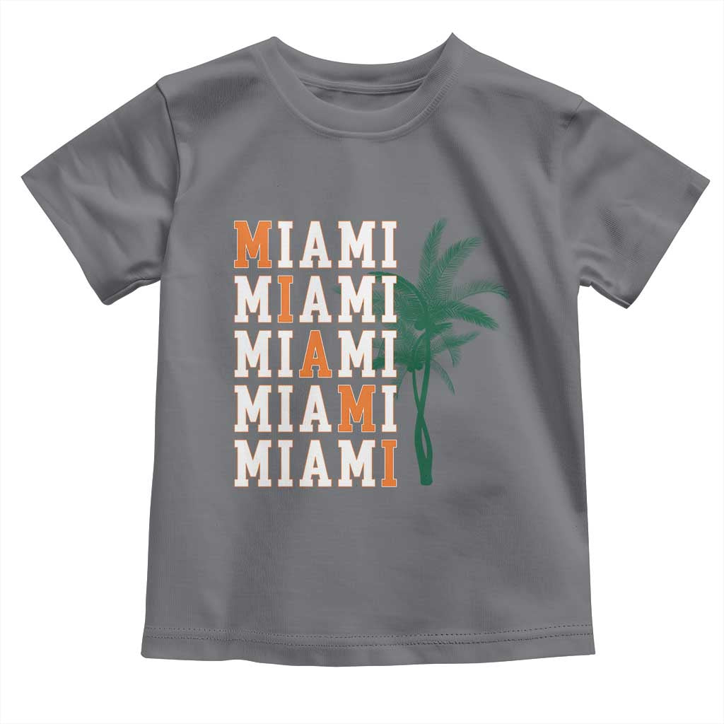 Miami Pride Palm Tree Graphic Toddler T Shirt Orange and Green Tropical City Vibes