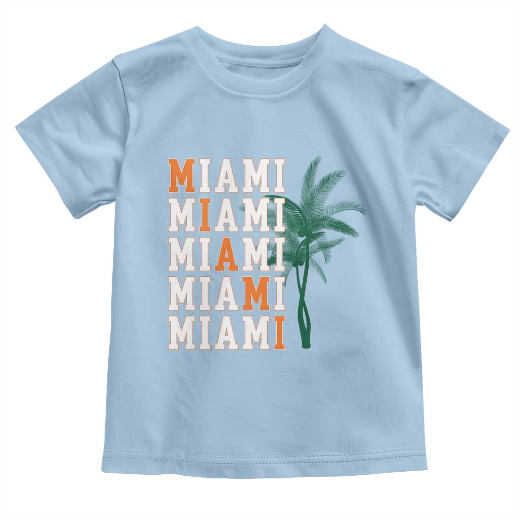 Miami Pride Palm Tree Graphic Toddler T Shirt Orange and Green Tropical City Vibes
