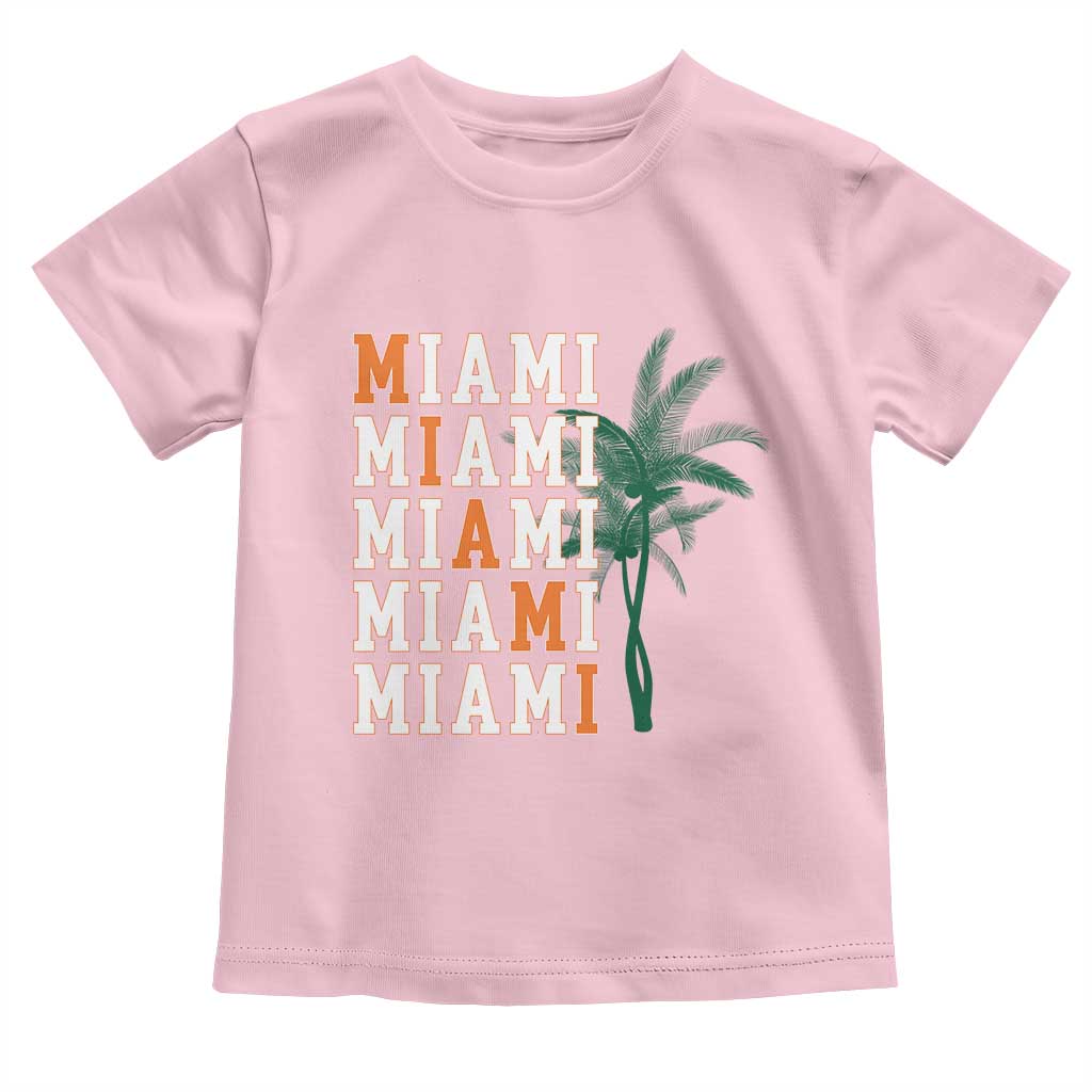 Miami Pride Palm Tree Graphic Toddler T Shirt Orange and Green Tropical City Vibes