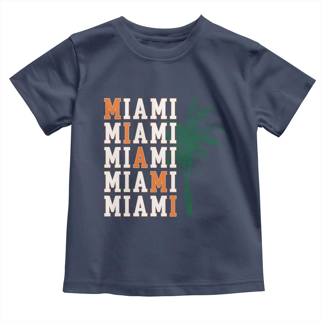 Miami Pride Palm Tree Graphic Toddler T Shirt Orange and Green Tropical City Vibes