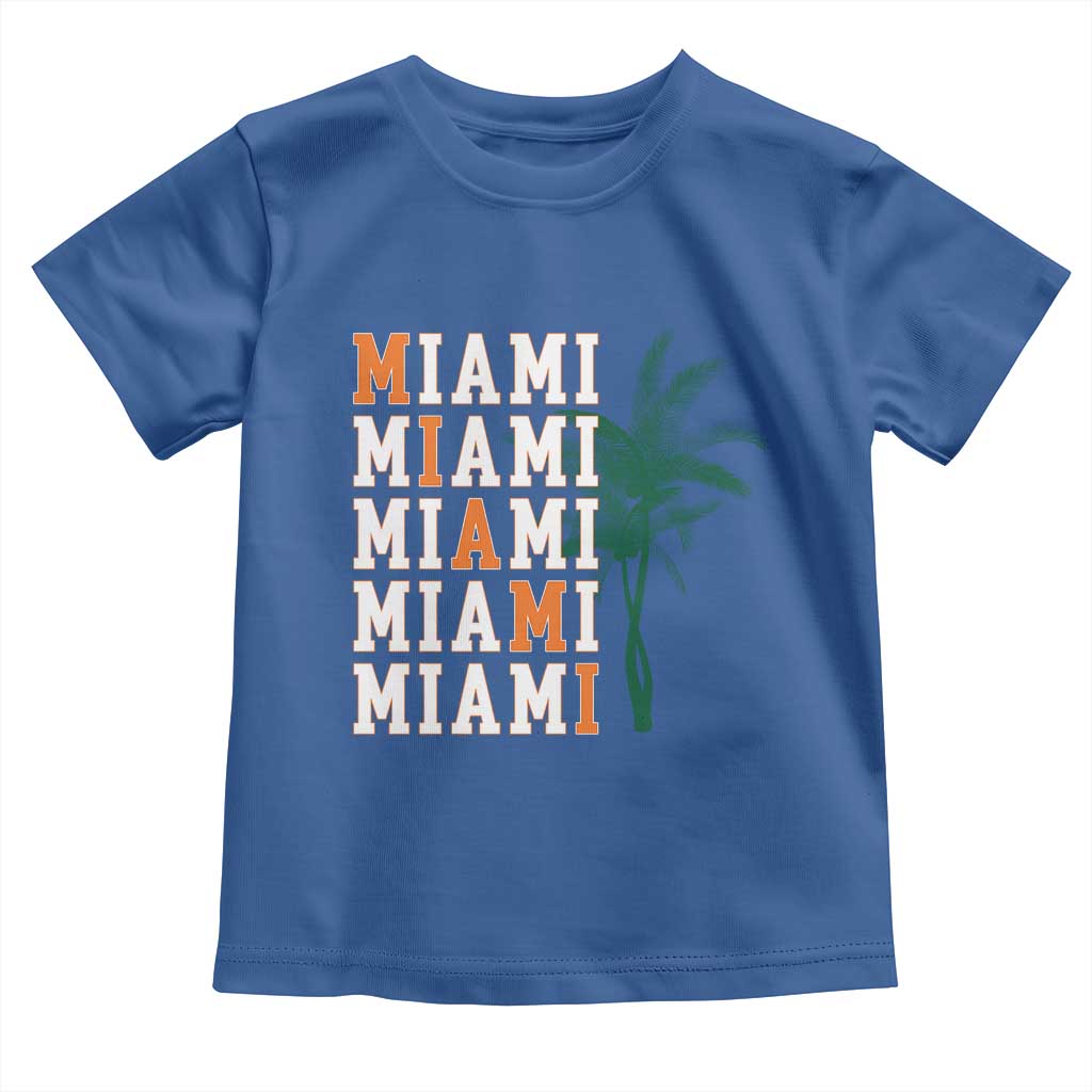 Miami Pride Palm Tree Graphic Toddler T Shirt Orange and Green Tropical City Vibes