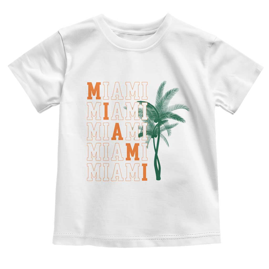 Miami Pride Palm Tree Graphic Toddler T Shirt Orange and Green Tropical City Vibes