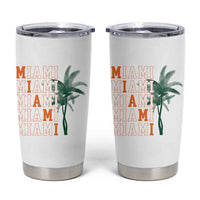 Miami Pride Palm Tree Graphic Tumbler Cup Orange and Green Tropical City Vibes