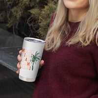 Miami Pride Palm Tree Graphic Tumbler Cup Orange and Green Tropical City Vibes