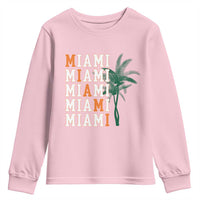 Miami Pride Palm Tree Graphic Youth Sweatshirt Orange and Green Tropical City Vibes