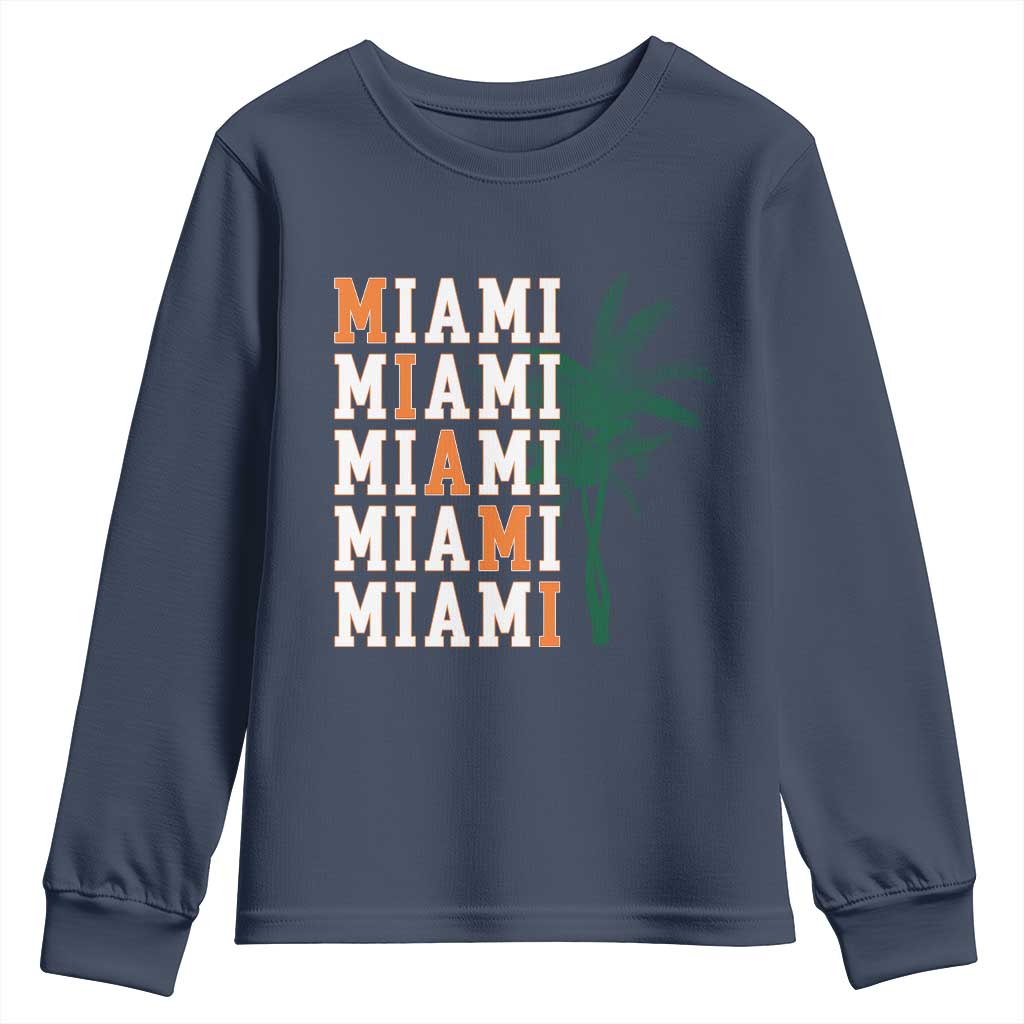 Miami Pride Palm Tree Graphic Youth Sweatshirt Orange and Green Tropical City Vibes