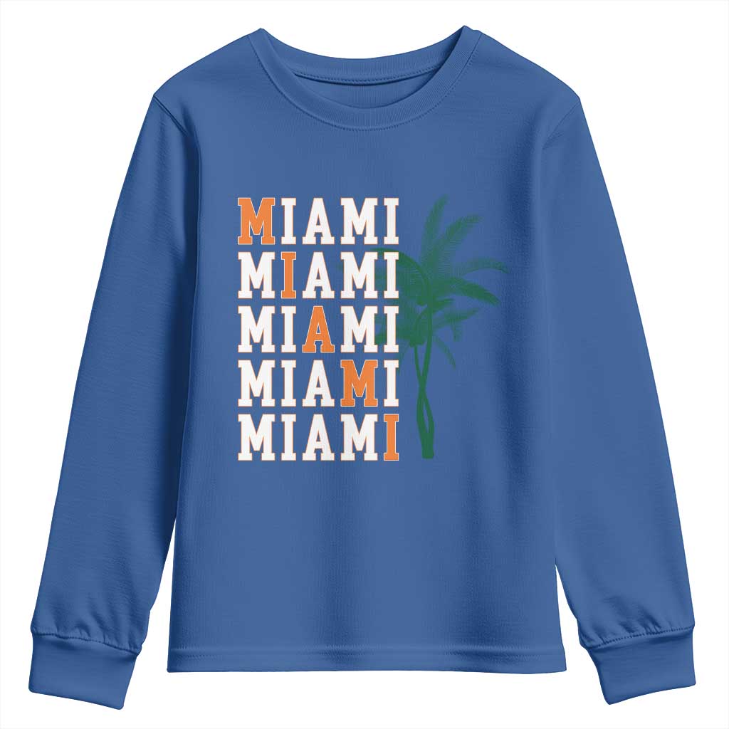 Miami Pride Palm Tree Graphic Youth Sweatshirt Orange and Green Tropical City Vibes