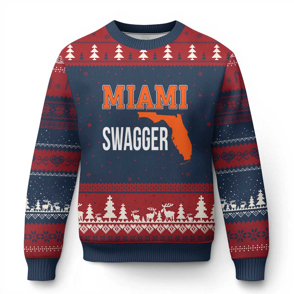 Miami Swagger Pride Ugly Christmas Sweater Florida State Map Local Love