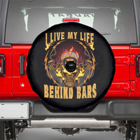 Biker Skull Spare Tire Cover I Live My Life Behind Bars Motorcycle Dirt Biker