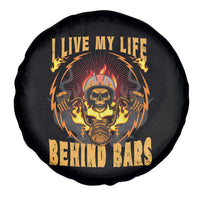 Biker Skull Spare Tire Cover I Live My Life Behind Bars Motorcycle Dirt Biker