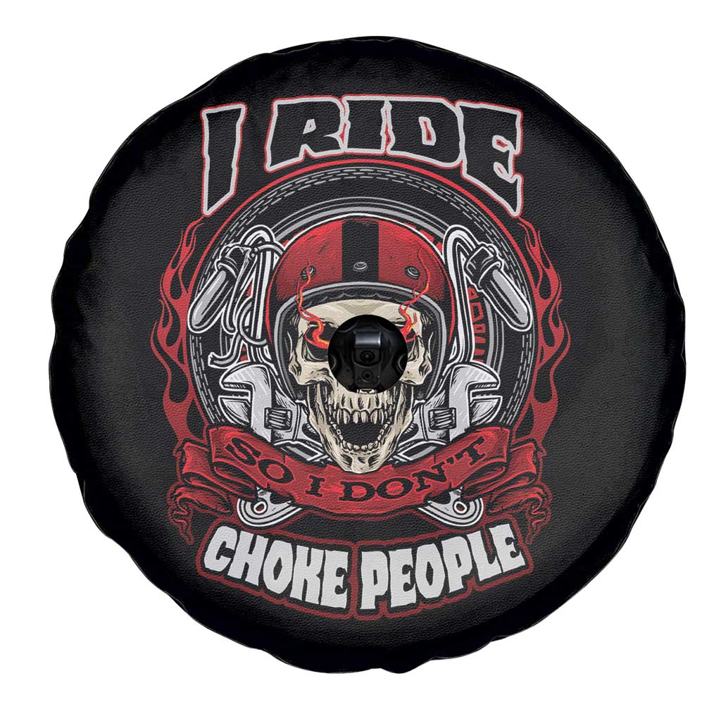 Biker Skull Spare Tire Cover Motorcycle Biker I Ride So I Don't Choke Funny Life Behind Bars