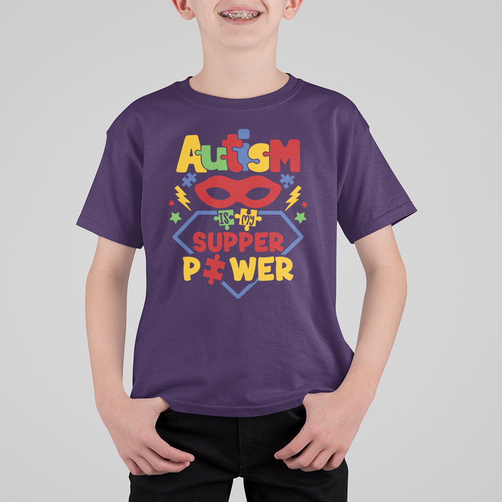 Autism Is My Superpower Autism Awareness Autism Acceptance Kid T-Shirt - Wonder Print Shop