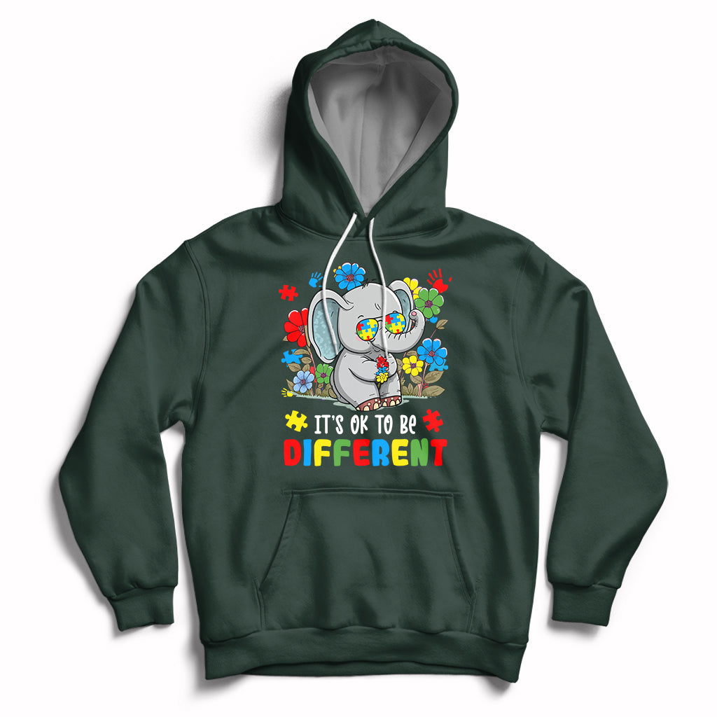 Autism Awareness Acceptance It's Ok To Be Different Elephant Hoodie - Wonder Print Shop