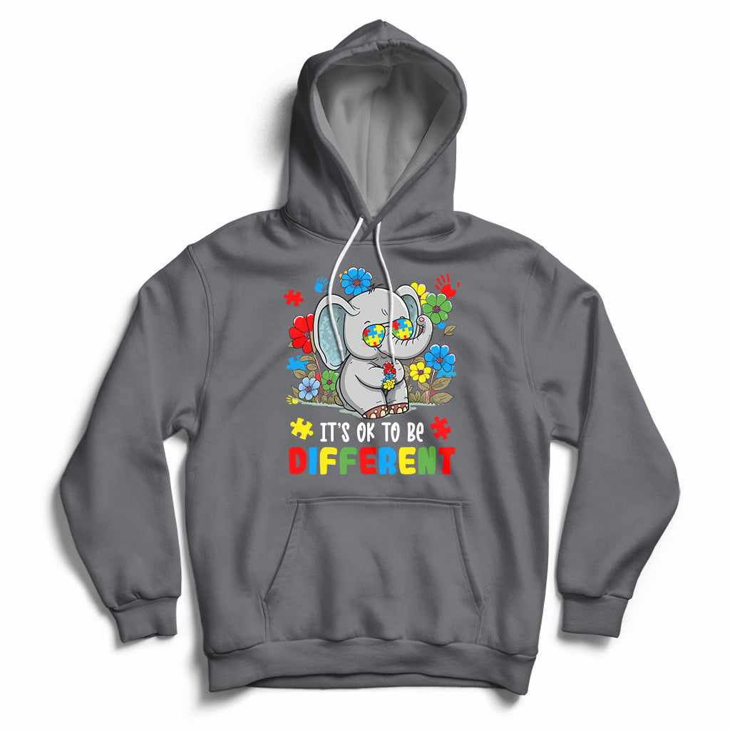 Autism Awareness Acceptance It's Ok To Be Different Elephant Hoodie - Wonder Print Shop