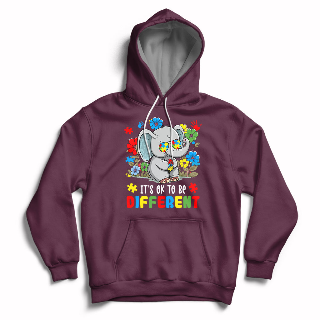 Autism Awareness Acceptance It's Ok To Be Different Elephant Hoodie - Wonder Print Shop