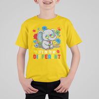Autism Awareness Acceptance It's Ok To Be Different Elephant Kid T-Shirt - Wonder Print Shop