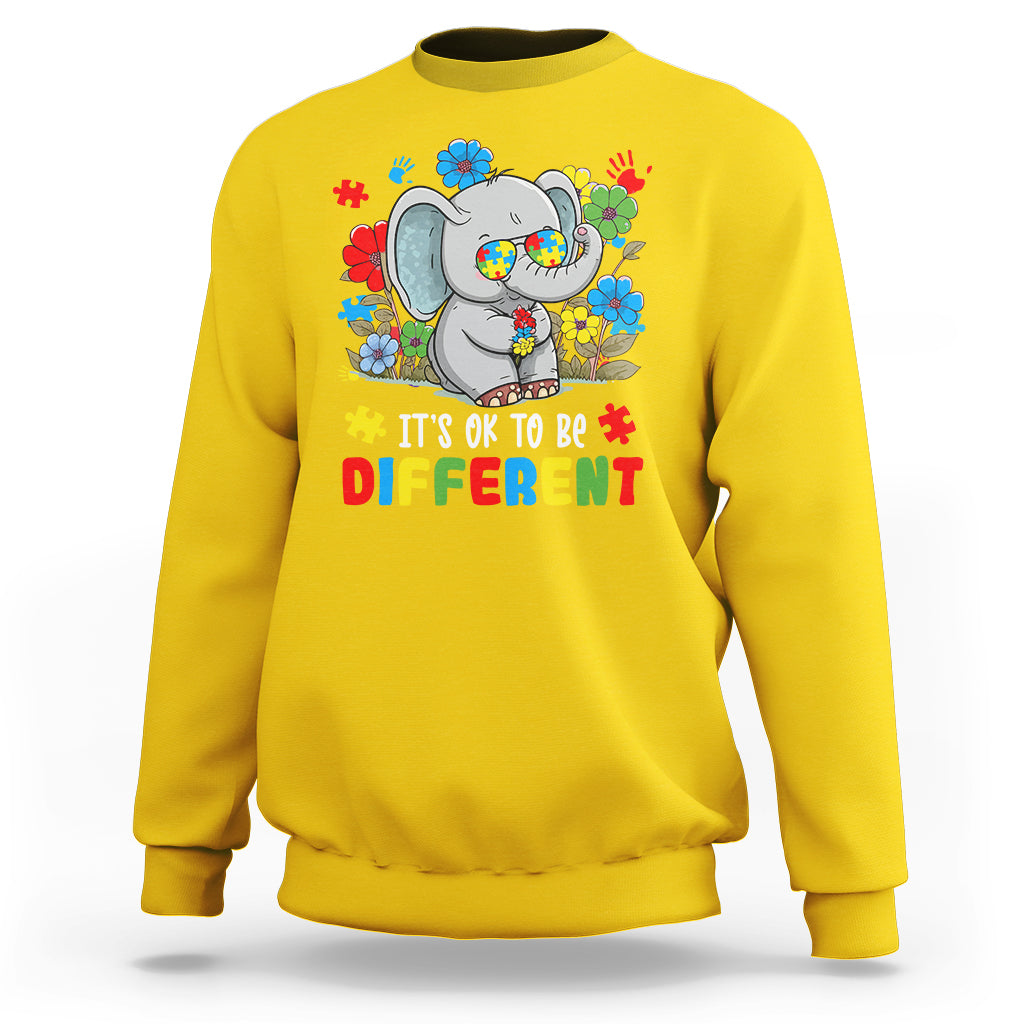 Autism Awareness Acceptance It's Ok To Be Different Elephant Sweatshirt - Wonder Print Shop