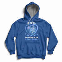 We Wear Blue Autism Awareness Support Be Kind Blue Heart Hoodie - Wonder Print Shop