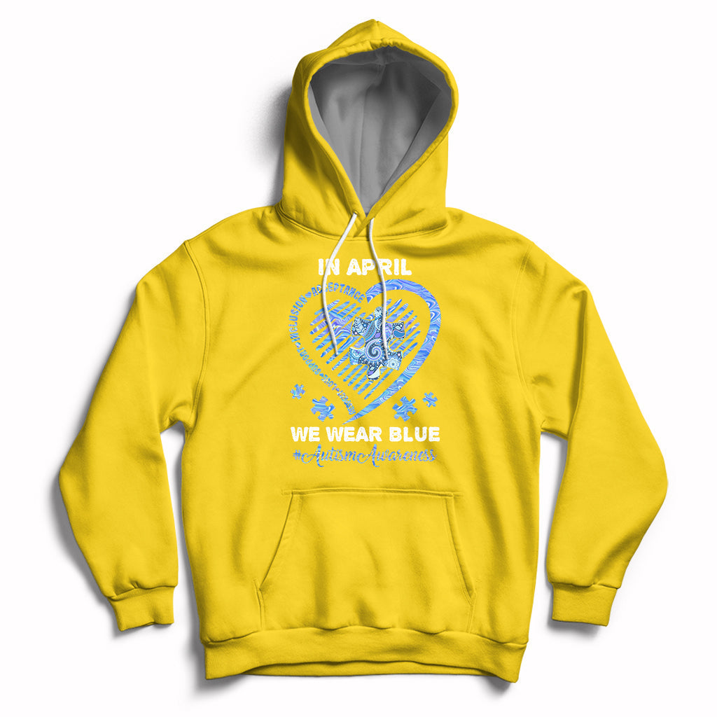 We Wear Blue Autism Awareness Support Be Kind Blue Heart Hoodie - Wonder Print Shop