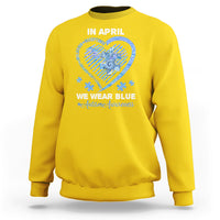 We Wear Blue Autism Awareness Support Be Kind Blue Heart Sweatshirt - Wonder Print Shop
