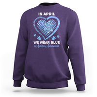We Wear Blue Autism Awareness Support Be Kind Blue Heart Sweatshirt - Wonder Print Shop