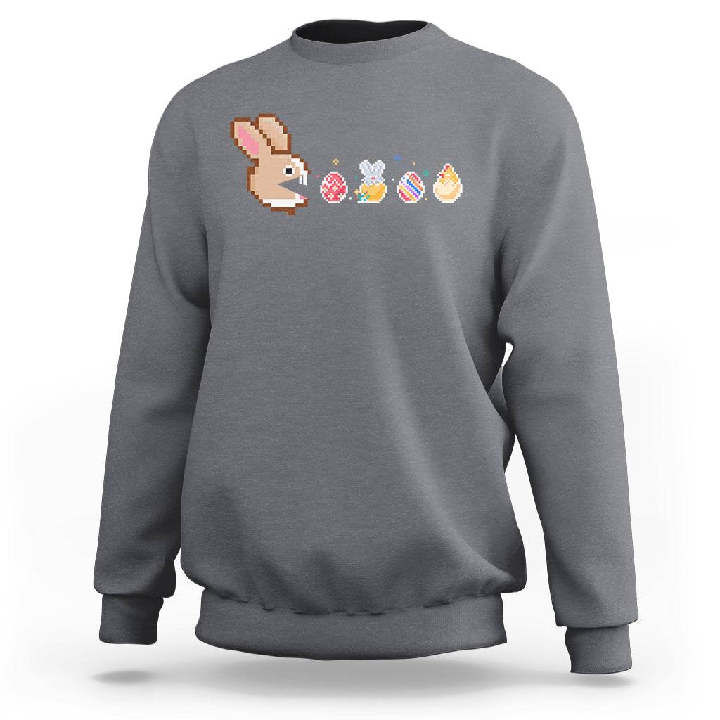 Easter Bunny Eating Eggs Happy Easter Egg Hunting Gaming Sweatshirt - Wonder Print Shop