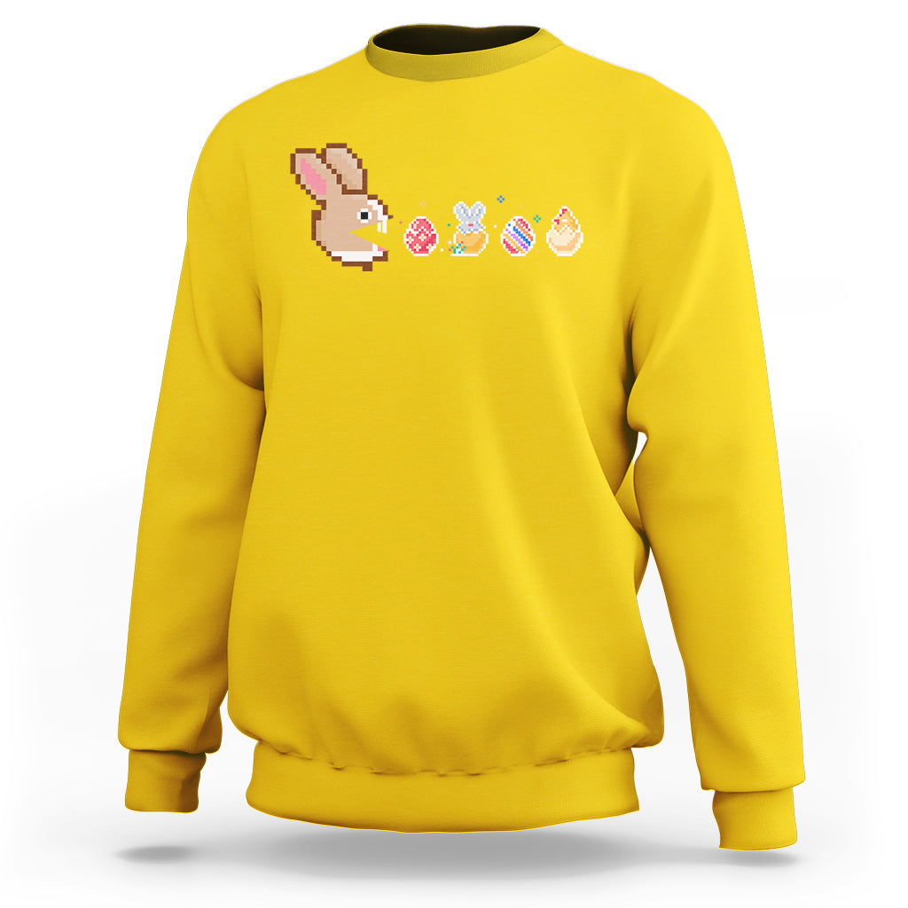Easter Bunny Eating Eggs Happy Easter Egg Hunting Gaming Sweatshirt - Wonder Print Shop