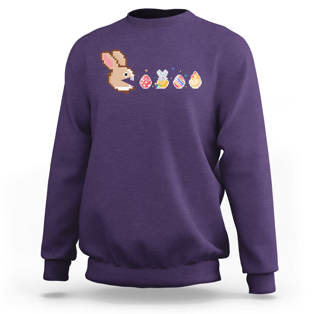 Easter Bunny Eating Eggs Happy Easter Egg Hunting Gaming Sweatshirt - Wonder Print Shop
