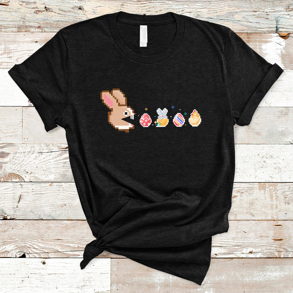 Easter Bunny Eating Eggs Happy Easter Egg Hunting Gaming T-Shirt - Wonder Print Shop