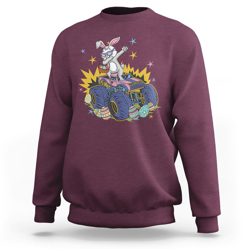 Dabbing Bunny Happy Easter Monster Truck Lovers Sweatshirt - Wonder Print Shop