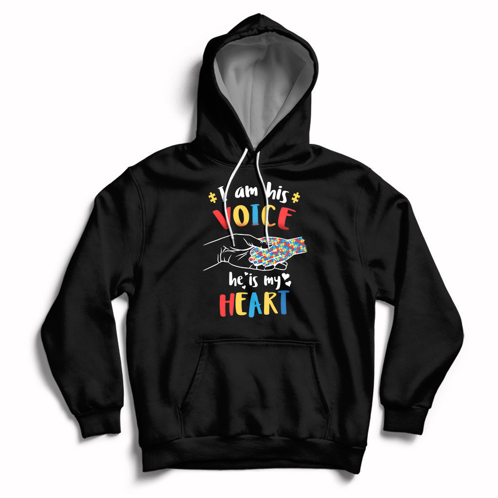 I Am His Voice He Is My Heart Autism Awareness Autism Mom Hoodie - Wonder Print Shop