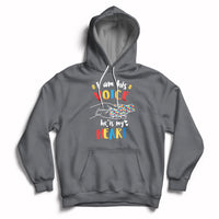 Charcoal gray autism awareness hoodie with 'VOICE' and 'HEART' graphic, front pocket and hood