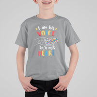 I Am His Voice He Is My Heart Autism Awareness Autism Mom Kid T-Shirt - Wonder Print Shop