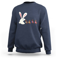 Cute Easter Bunny Eating Chocolate Happy Easter Egg Hunting Sweatshirt - Wonder Print Shop