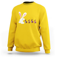 Cute Easter Bunny Eating Chocolate Happy Easter Egg Hunting Sweatshirt - Wonder Print Shop