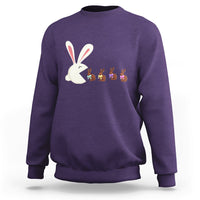 Cute Easter Bunny Eating Chocolate Happy Easter Egg Hunting Sweatshirt - Wonder Print Shop