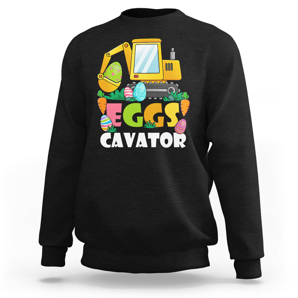 Construction Excavator Easter Day Egg Hunt for Boys Toddlers Sweatshirt - Wonder Print Shop