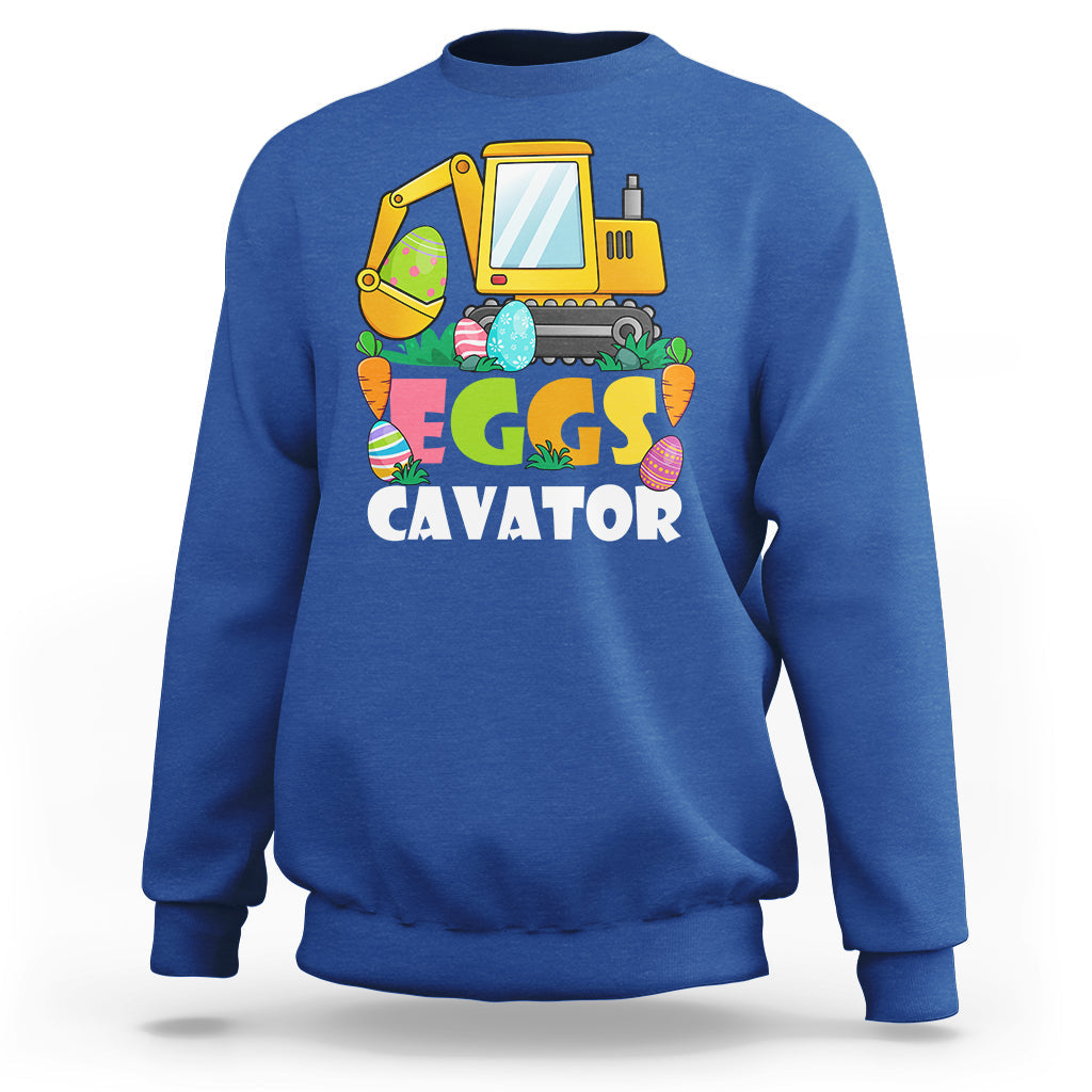 Construction Excavator Easter Day Egg Hunt for Boys Toddlers Sweatshirt - Wonder Print Shop