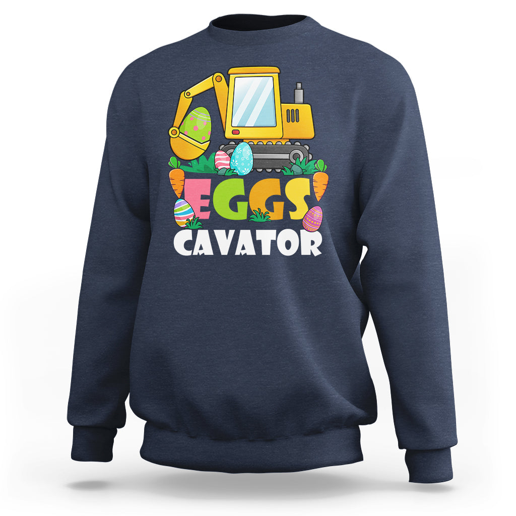 Construction Excavator Easter Day Egg Hunt for Boys Toddlers Sweatshirt - Wonder Print Shop