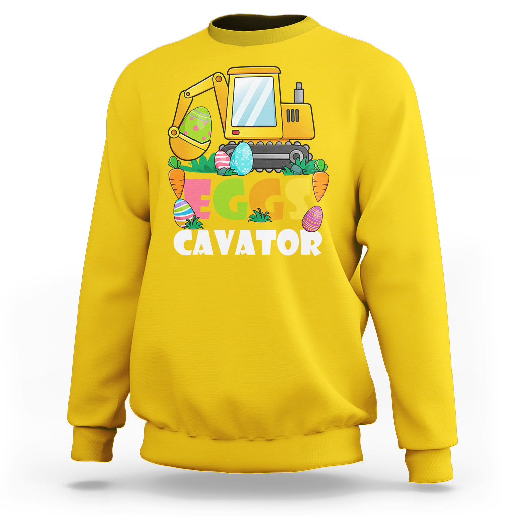 Construction Excavator Easter Day Egg Hunt for Boys Toddlers Sweatshirt - Wonder Print Shop