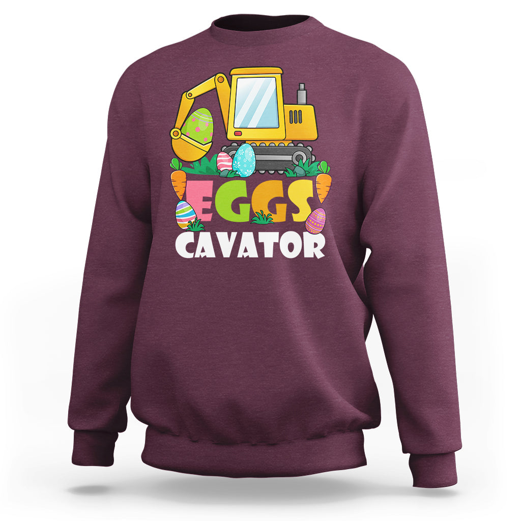 Construction Excavator Easter Day Egg Hunt for Boys Toddlers Sweatshirt - Wonder Print Shop