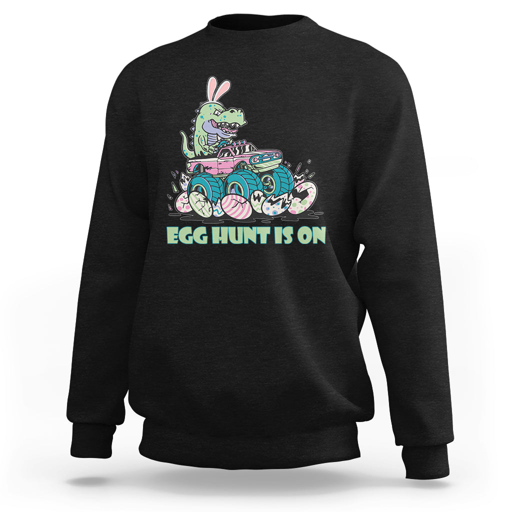 Egg Hunt Is On Funny Easter Dinosaur Bunny Boys Kid Toddler Sweatshirt - Wonder Print Shop